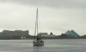 Rainy day, Sunday December 16, 2012. Moody Gardens pyramids in the background. Taken by Tracy Boyd